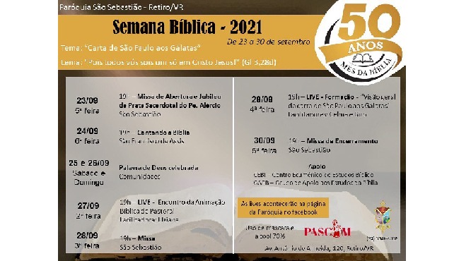 Paróquia São Sebastião-VR realiza Semana Bíblica